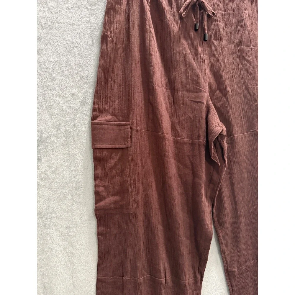 NWT Sanctuary Cargo Pants Womens Espresso Brown Textured Coverup Small $79